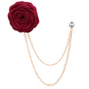 Men‘s Handmade Rose Lapel Brooch with Tassel Chain in 21 Colors