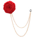 Men‘s Handmade Rose Lapel Brooch with Tassel Chain in 21 Colors