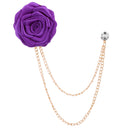 Men‘s Handmade Rose Lapel Brooch with Tassel Chain in 21 Colors