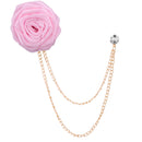 Men‘s Handmade Rose Lapel Brooch with Tassel Chain in 21 Colors