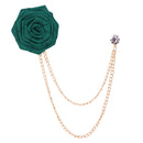 Men‘s Handmade Rose Lapel Brooch with Tassel Chain in 21 Colors