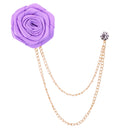 Men‘s Handmade Rose Lapel Brooch with Tassel Chain in 21 Colors