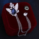Rhinestone Crown Brooch with Double-headed Eagle Design in 14 Color