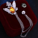 Rhinestone Crown Brooch with Double-headed Eagle Design in 14 Color