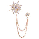 Fringed Star Brooch with Long Tassel Chain Sparkling Lapel Pin for Suit Hat Shirt or Tie