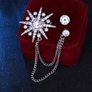 Fringed Star Brooch with Long Tassel Chain Sparkling Lapel Pin for Suit Hat Shirt or Tie