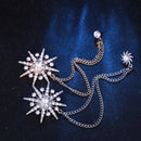 Fringed Star Brooch with Long Tassel Chain Sparkling Lapel Pin for Suit Hat Shirt or Tie
