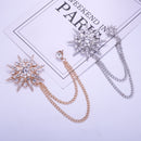 Fringed Star Brooch with Long Tassel Chain Sparkling Lapel Pin for Suit Hat Shirt or Tie