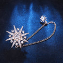 Fringed Star Brooch with Long Tassel Chain Sparkling Lapel Pin for Suit Hat Shirt or Tie