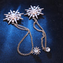 Fringed Star Brooch with Long Tassel Chain Sparkling Lapel Pin for Suit Hat Shirt or Tie