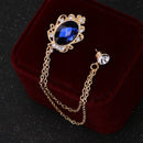Men's Hanging Chain Brooch Gem Lapel Pin Set for Shirt Tie Suit and Hat