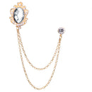 Men's Hanging Chain Brooch Gem Lapel Pin Set for Shirt Tie Suit and Hat