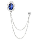 Men's Hanging Chain Brooch Gem Lapel Pin Set for Shirt Tie Suit and Hat