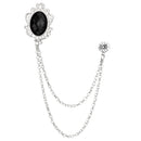 Men's Hanging Chain Brooch Gem Lapel Pin Set for Shirt Tie Suit and Hat