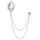 Men's Hanging Chain Brooch Gem Lapel Pin Set for Shirt Tie Suit and Hat