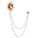 Men's Hanging Chain Brooch Gem Lapel Pin Set for Shirt Tie Suit and Hat