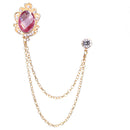Men's Hanging Chain Brooch Gem Lapel Pin Set for Shirt Tie Suit and Hat