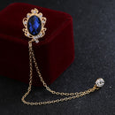 Men's Hanging Chain Brooch Gem Lapel Pin Set for Shirt Tie Suit and Hat