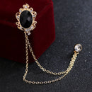 Men's Hanging Chain Brooch Gem Lapel Pin Set for Shirt Tie Suit and Hat