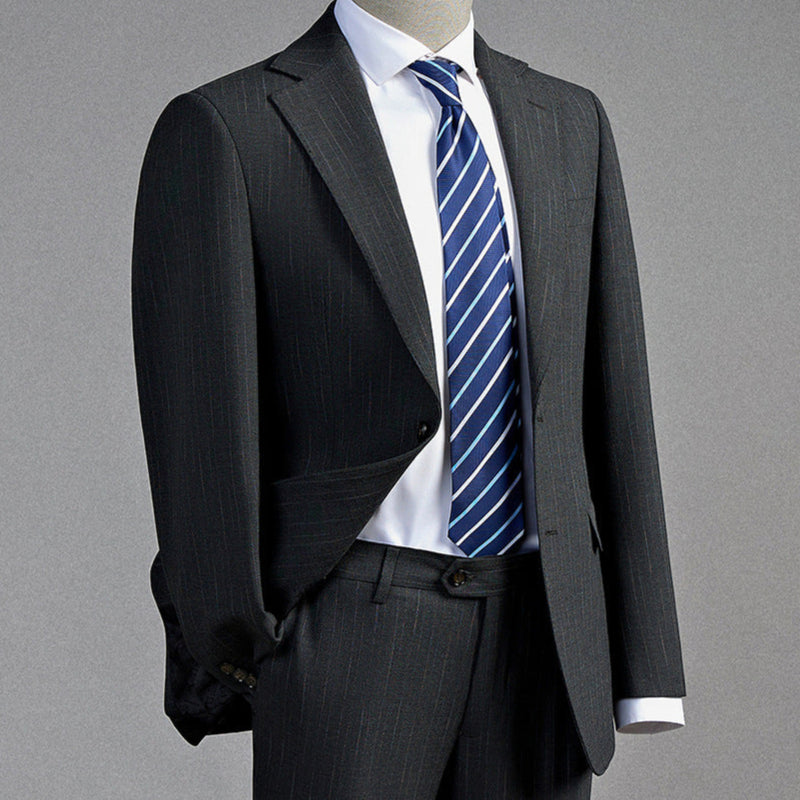 Men's Two-button Gray Dark Pattern Three-piece Suit