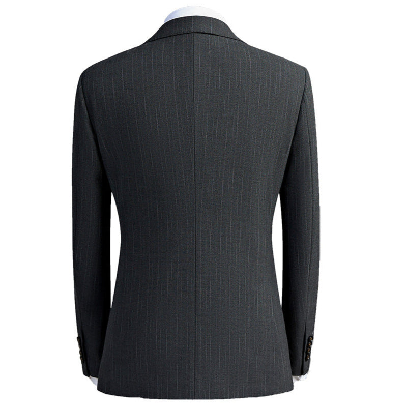 Men's Two-button Gray Dark Pattern Three-piece Suit