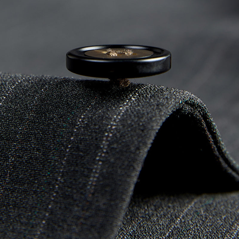 Men's Two-button Gray Dark Pattern Three-piece Suit