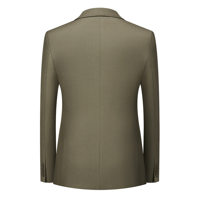 Men's Peak Lapel 3-piece Barge Collar Green  Suit