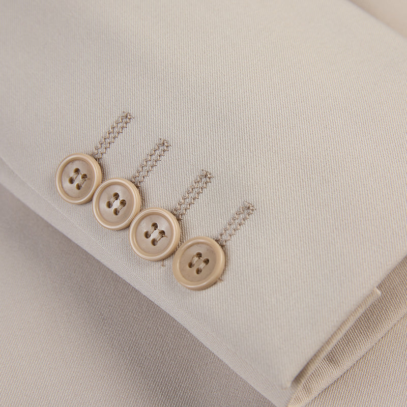 Men's Peak Lapel 3-piece Barge Collar White Suit