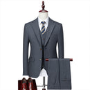 Men's 3-Piece Side Slit Dark Blue Suit