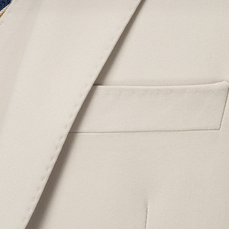 Men's 3-piece Beige Suit One Button Peak Lapel Suit