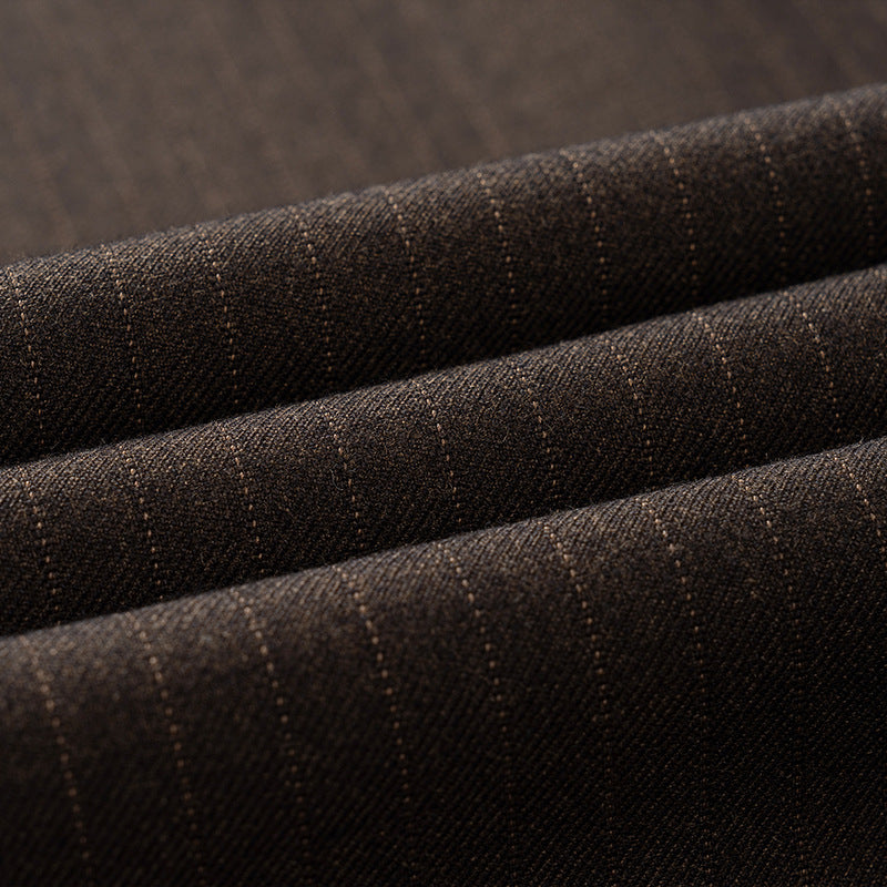 Men's 2-Piece Brown Striped Double-breasted Suit