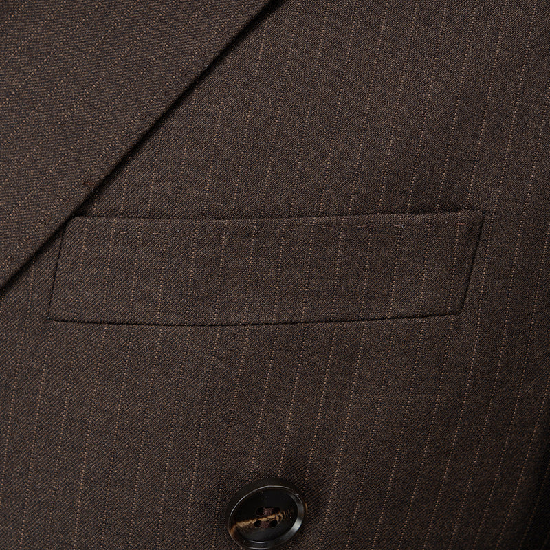 Men's 2-Piece Brown Striped Double-breasted Suit