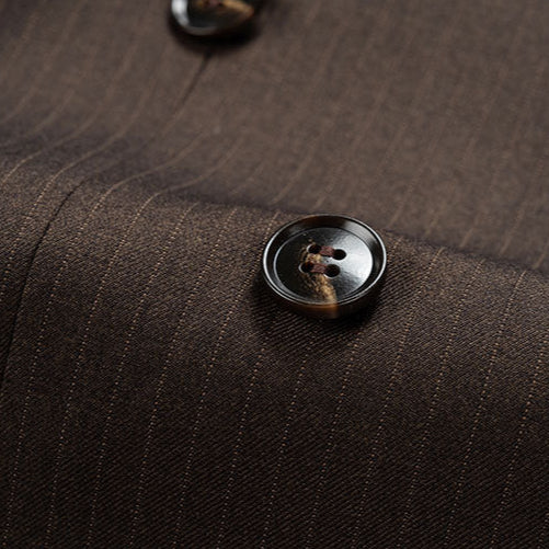Men's 2-Piece Brown Striped Double-breasted Suit