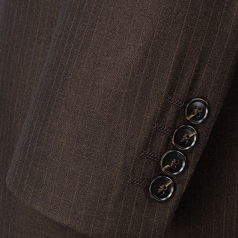 Men's 2-Piece Brown Striped Double-breasted Suit