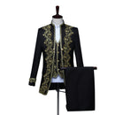 Men's 3-Piece Black Vintage Court Performance Set with Gold Trim