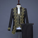 Men's 3-Piece Black Vintage Court Performance Set with Gold Trim