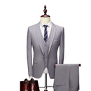 3-Piece One Button Stylish Gray Suit
