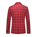 red plaid casual blazer back