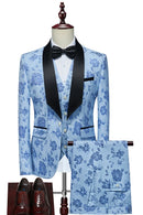 Traje de tres piezas de jacquard con cuello de fruta verde