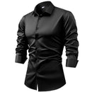 Men's Silk Satin Long Sleeve Shirt 2 Color