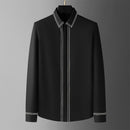 Men's Black Shirt With Line Embroidery