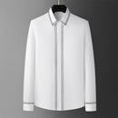 Men's White Shirt With Line Embroidery