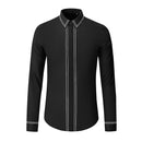 Men's Black Shirt With Line Embroidery