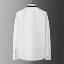 Men’s Geometric Patchwork Shirt – Long Sleeve Cotton Casual Shirt with Pocket