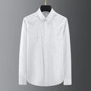 Men's Crystal Rhinestone White Dress Shirt – Slim Fit, Long Sleeve
