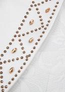 White 2-Piece Floral Jacquard Tuxedo