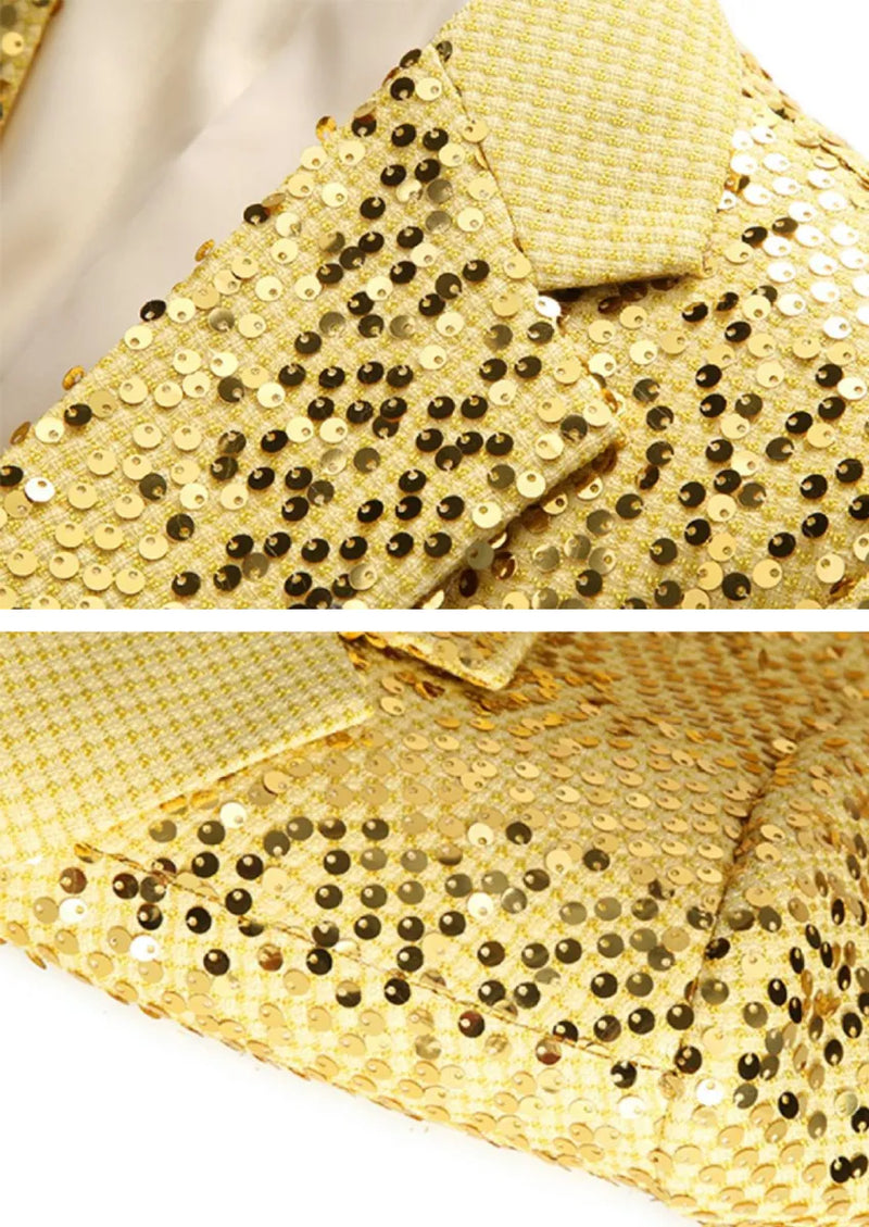 Men's Metallic Sequin Gold Suit Jacket