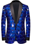 Veste bleu marine à sequins géométriques à un bouton pour homme
