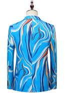 Men’s 2-Piece Baby Blue Abstract Print Suit Set