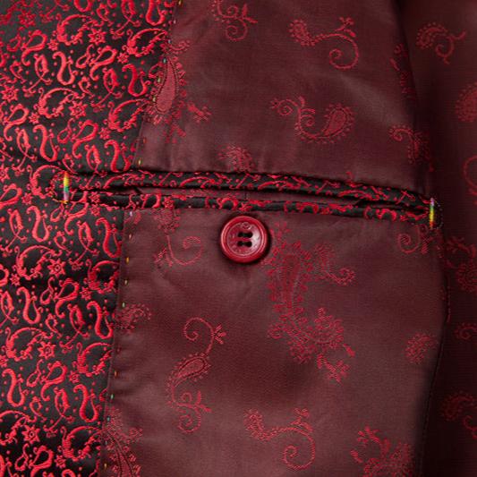 Burgundy Paisley Fitted Party Suit - 5